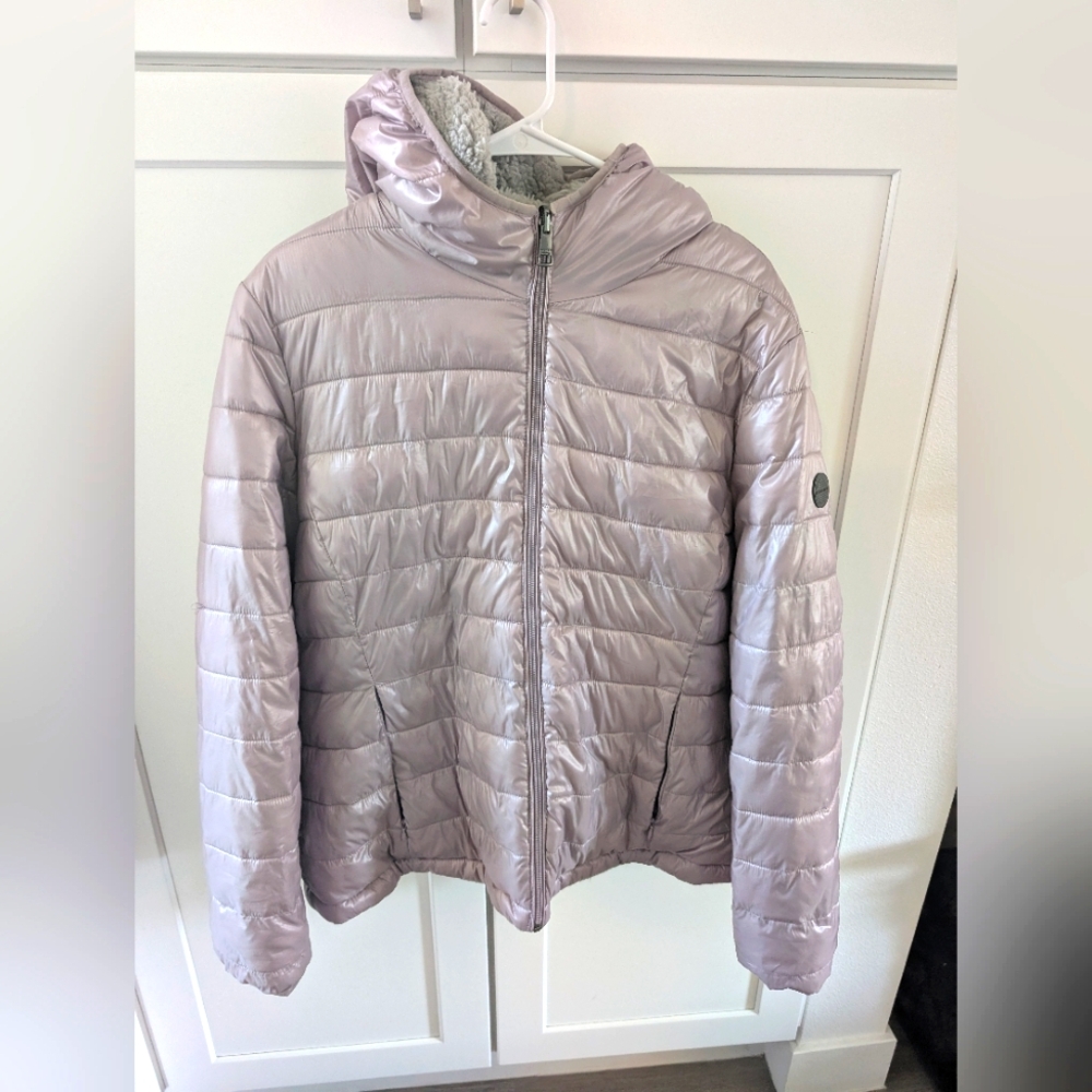 1X Plus Size Andrew Marc Women's Light Purple Puffer Jacket